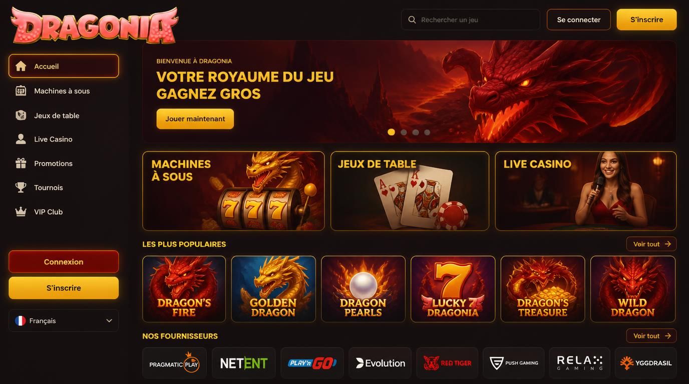 Large catalogue de jeux et fournisseurs