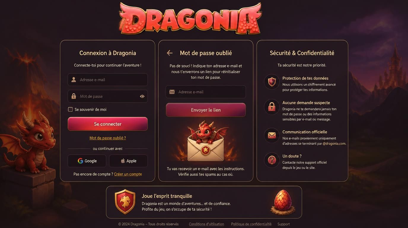 Page de récupération de mot de passe sécurisée